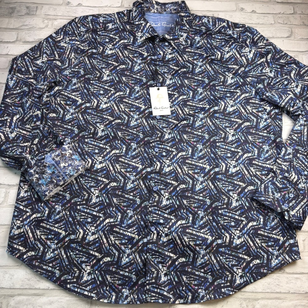 NWT Robert Graham Morais Shirt Mens 3XL Multi Abstract Long Sleeve Classic Fit